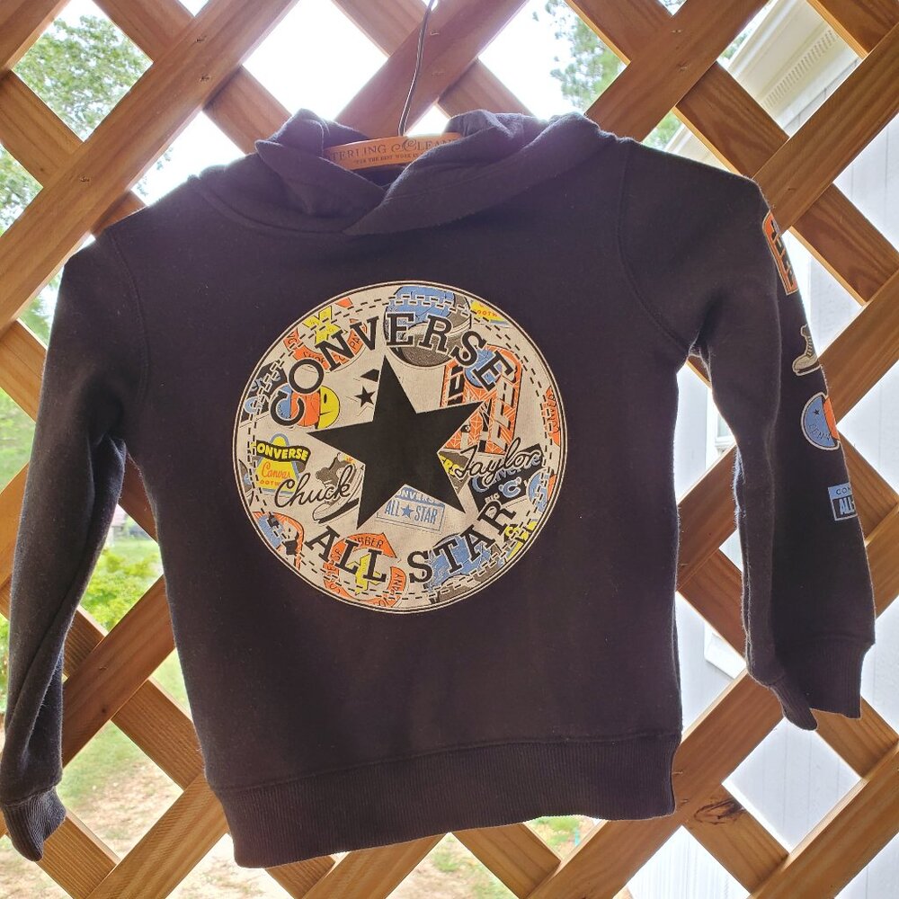 CONVERSE Black Pullover HOODIE ~ Boys 4  ~ XS ~ ALL STAR Chuck Taylor